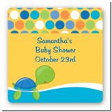 Sea Turtle Boy - Square Personalized Baby Shower Sticker Labels