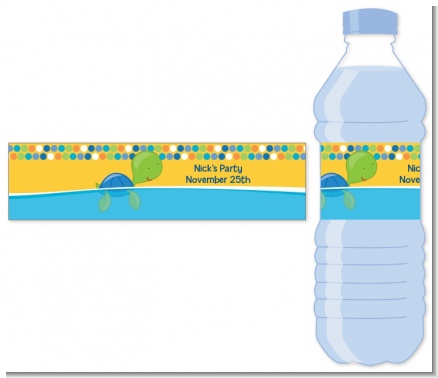 Sea Turtle Boy - Personalized Birthday Party Water Bottle Labels