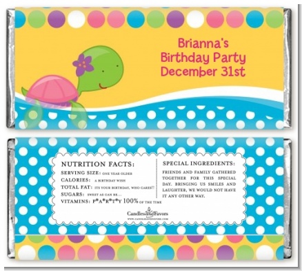 Sea Turtle Girl - Personalized Birthday Party Candy Bar Wrappers