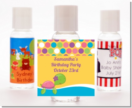 Sea Turtle Girl - Personalized Birthday Party Hand Sanitizers Favors