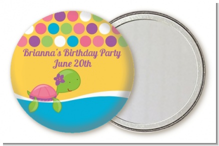 Sea Turtle Girl - Personalized Baby Shower Pocket Mirror Favors