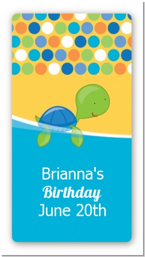 Sea Turtle Boy - Custom Rectangle Birthday Party Sticker/Labels