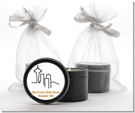 Seattle Skyline - Bridal Shower Black Candle Tin Favors