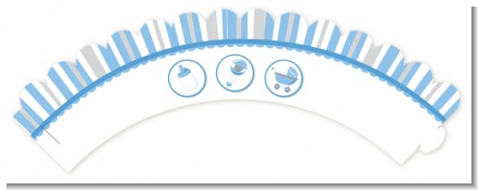 Shake, Rattle & Roll Blue - Baby Shower Cupcake Wrappers