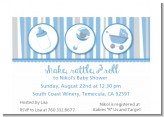 Shake, Rattle & Roll Blue - Baby Shower Petite Invitations