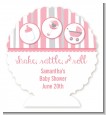 Shake, Rattle & Roll Pink - Personalized Baby Shower Centerpiece Stand thumbnail