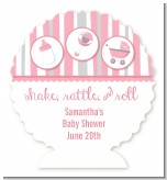 Shake, Rattle & Roll Pink - Personalized Baby Shower Centerpiece Stand