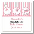 Shake, Rattle & Roll Pink - Personalized Baby Shower Card Stock Favor Tags thumbnail
