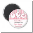 Shake, Rattle & Roll Pink - Personalized Baby Shower Magnet Favors thumbnail