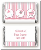 Shake, Rattle & Roll Pink - Personalized Baby Shower Mini Candy Bar Wrappers