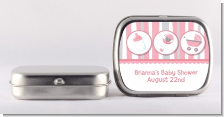 Shake, Rattle & Roll Pink - Personalized Baby Shower Mint Tins
