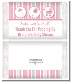 Shake, Rattle & Roll Pink - Personalized Popcorn Wrapper Baby Shower Favors