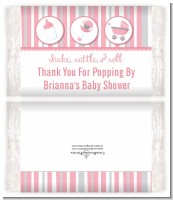 Shake, Rattle & Roll Pink - Personalized Popcorn Wrapper Baby Shower Favors