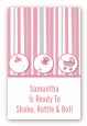 Shake, Rattle & Roll Pink - Custom Large Rectangle Baby Shower Sticker/Labels thumbnail