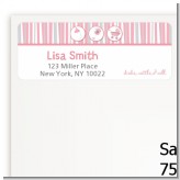 Shake, Rattle & Roll Pink - Baby Shower Return Address Labels