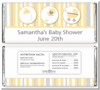 Shake, Rattle & Roll Yellow - Personalized Baby Shower Candy Bar Wrappers
