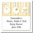 Shake, Rattle & Roll Yellow - Personalized Baby Shower Card Stock Favor Tags thumbnail