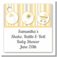 Shake, Rattle & Roll Yellow - Personalized Baby Shower Card Stock Favor Tags thumbnail