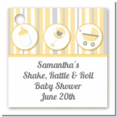 Shake, Rattle & Roll Yellow - Personalized Baby Shower Card Stock Favor Tags