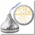Shake, Rattle & Roll Yellow - Hershey Kiss Baby Shower Sticker Labels thumbnail