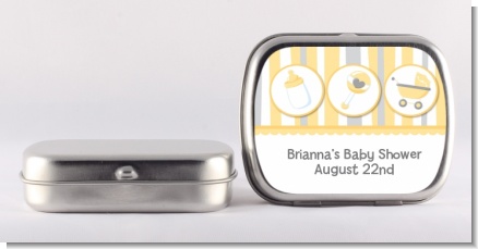 Shake, Rattle & Roll Yellow - Personalized Baby Shower Mint Tins