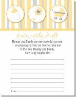 Shake, Rattle & Roll Yellow - Baby Shower Notes of Advice