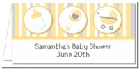 Shake, Rattle & Roll Yellow - Personalized Baby Shower Place Cards