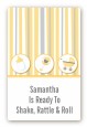 Shake, Rattle & Roll Yellow - Custom Large Rectangle Baby Shower Sticker/Labels thumbnail