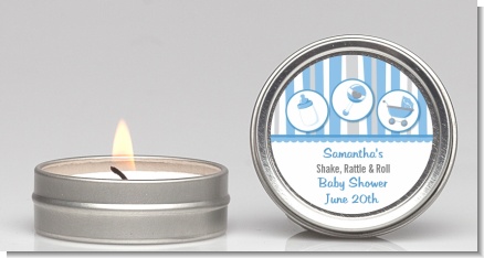 Shake, Rattle & Roll Blue - Baby Shower Candle Favors