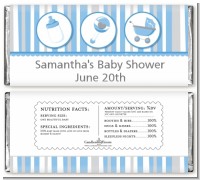 Shake, Rattle & Roll Blue - Personalized Baby Shower Candy Bar Wrappers