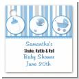 Shake, Rattle & Roll Blue - Personalized Baby Shower Card Stock Favor Tags thumbnail