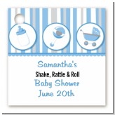Shake, Rattle & Roll Blue - Personalized Baby Shower Card Stock Favor Tags
