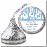 Shake, Rattle & Roll Blue - Hershey Kiss Baby Shower Sticker Labels