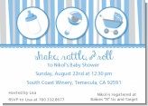 Shake, Rattle & Roll Blue - Baby Shower Invitations