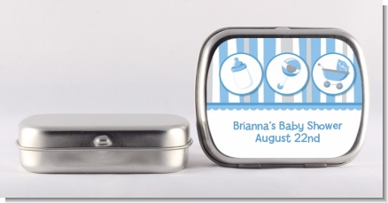 Shake, Rattle & Roll Blue - Personalized Baby Shower Mint Tins
