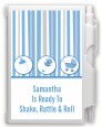 Shake, Rattle & Roll Blue - Baby Shower Personalized Notebook Favor thumbnail
