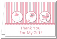 Shake, Rattle & Roll Pink - Baby Shower Thank You Cards