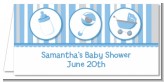 Shake, Rattle & Roll Blue - Personalized Baby Shower Place Cards