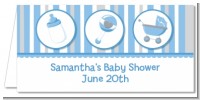 Shake, Rattle & Roll Blue - Personalized Baby Shower Place Cards