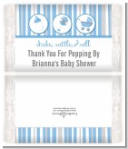 Shake, Rattle & Roll Blue - Personalized Popcorn Wrapper Baby Shower Favors