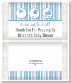 Shake, Rattle & Roll Blue - Personalized Popcorn Wrapper Baby Shower Favors
