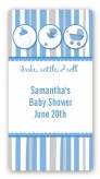 Shake, Rattle & Roll Blue - Custom Rectangle Baby Shower Sticker/Labels