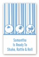 Shake, Rattle & Roll Blue - Custom Large Rectangle Baby Shower Sticker/Labels thumbnail