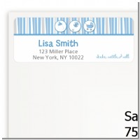 Shake, Rattle & Roll Blue - Baby Shower Return Address Labels