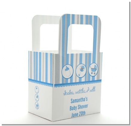 Shake, Rattle & Roll Blue - Personalized Baby Shower Favor Boxes