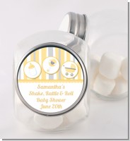 Shake, Rattle & Roll Yellow - Personalized Baby Shower Candy Jar