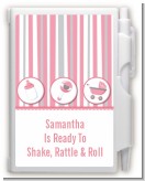 Shake, Rattle & Roll Pink - Baby Shower Personalized Notebook Favor