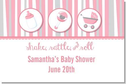 Shake, Rattle & Roll Pink - Personalized Baby Shower Placemats