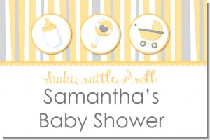 Shake, Rattle & Roll Yellow - Personalized Baby Shower Placemats
