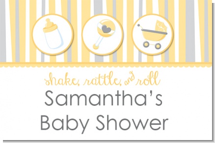 Shake, Rattle & Roll Yellow - Personalized Baby Shower Placemats
